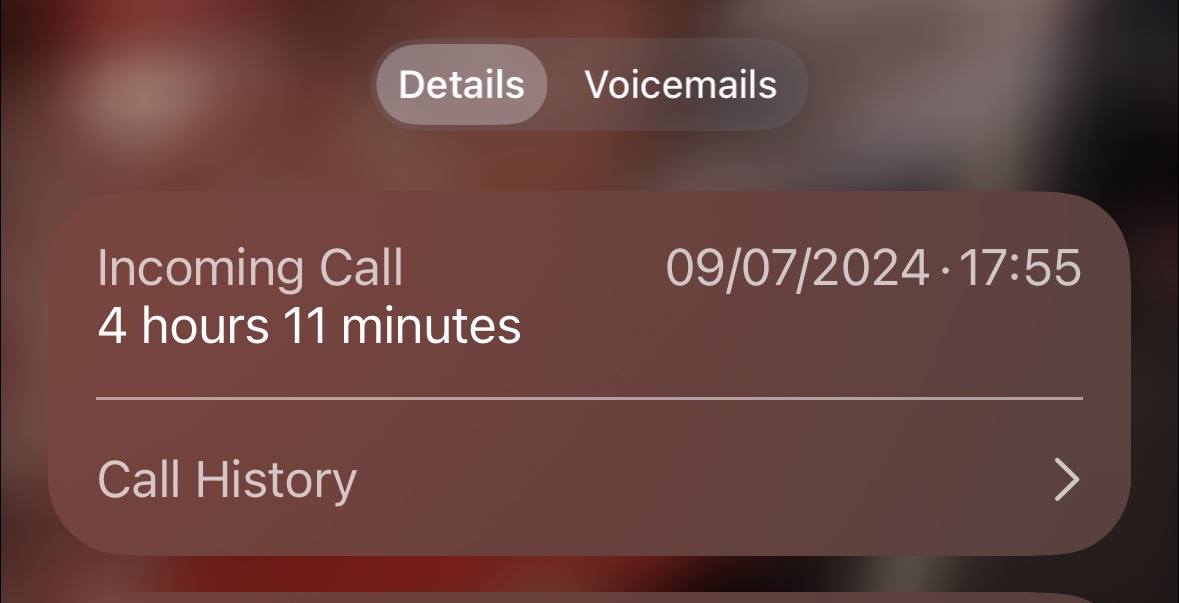 Incoming call, 9 July 2024, 4 hours 11 minutes